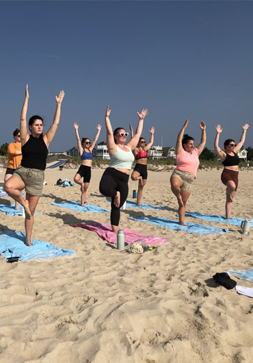 bachelorette beach yoga in Bethany Beach, Delaware